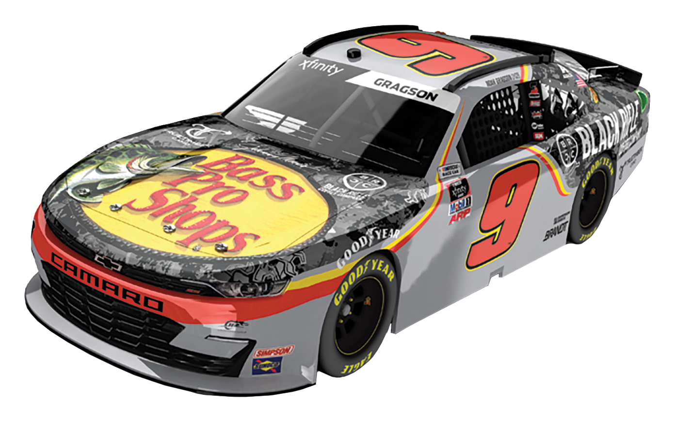 NASCAR Noah Gragson 9 2021 Bass Pro Shops Black Rifle Coffee Company 1